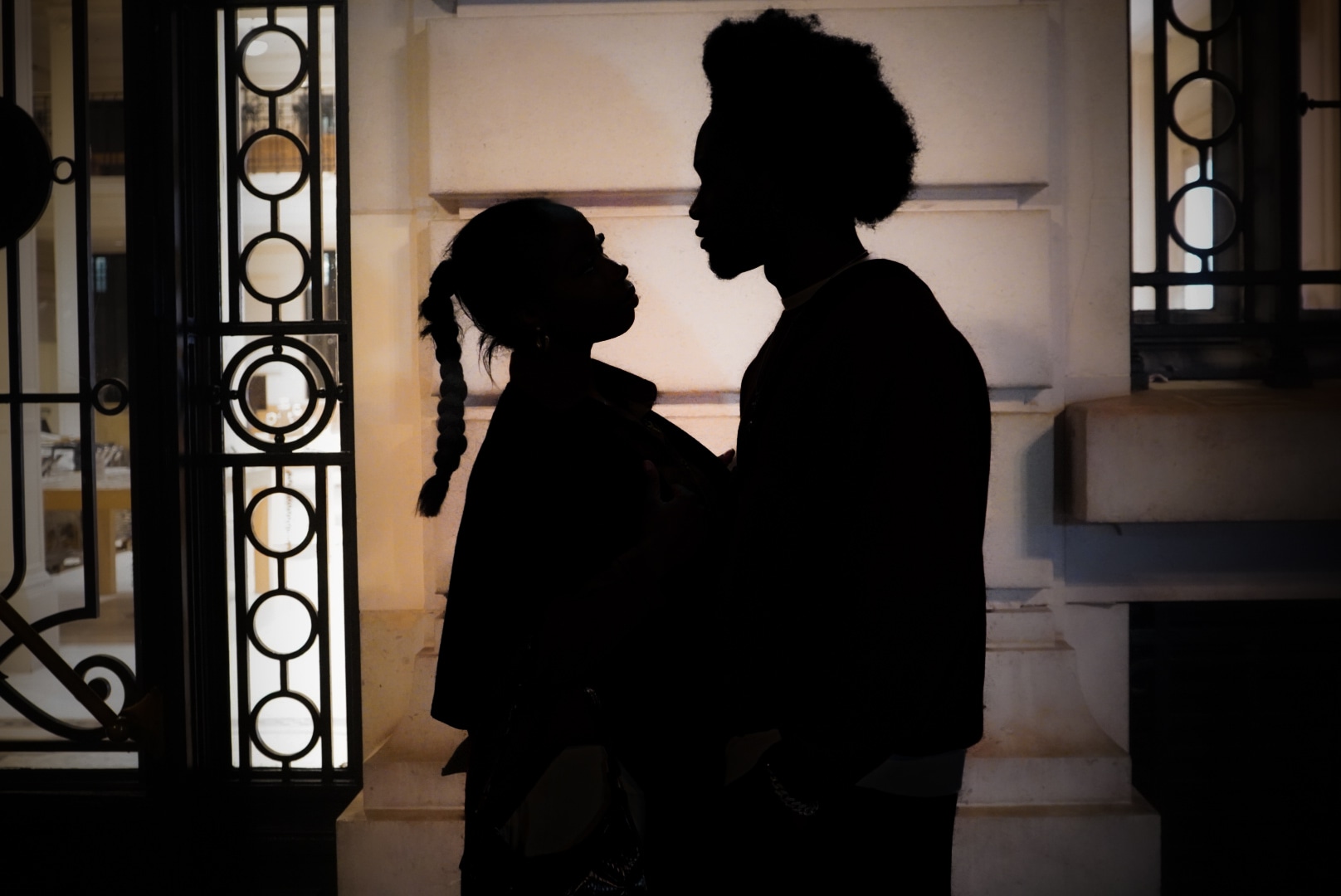 Two silhouettes in doorway